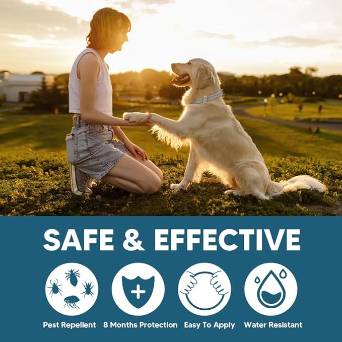 NJKPUYT Flea Collar for Dogs, Tick and Flea Collar for Dogs, Dog Tick Collar, Dog Flea Collars, Tick Collar for Dogs, Flea Collar for Large Dogs, Lasts Up to 8 Months, Family Friendly – 2 Pack