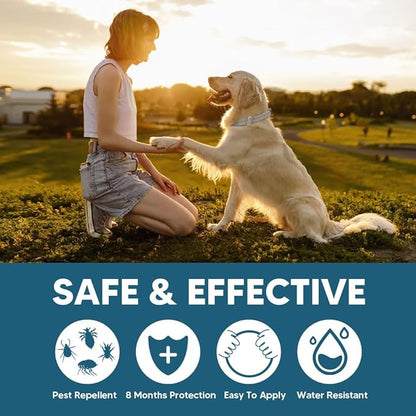 NJKPUYT Flea Collar for Dogs, Tick and Flea Collar for Dogs, Dog Tick Collar, Dog Flea Collars, Tick Collar for Dogs, Flea Collar for Large Dogs, Lasts Up to 8 Months, Family Friendly – 2 Pack