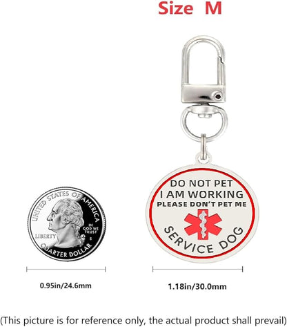 Do Not Pet Patches 2pcs, Do Not Pet ID Tags, Double Side Engraved Easily Attach to Dog Collar, Harness (Large)