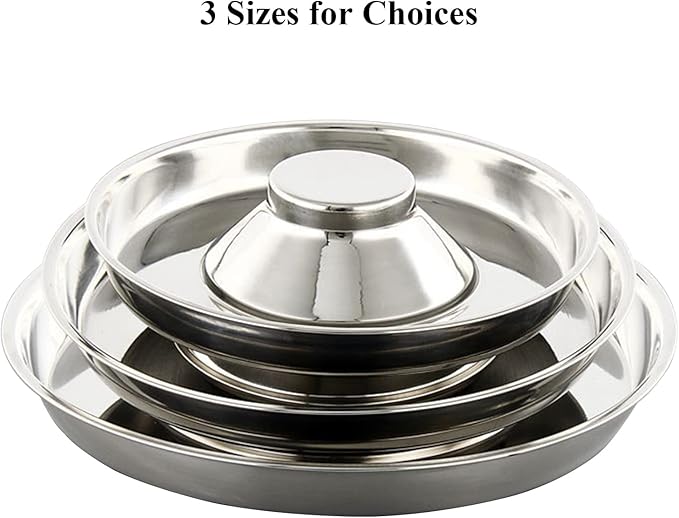 Stainless Steel Pet Bowl for Puppy and Cat, Dog Food and Water Feeding Bowl, Puppies and Kittens Weaning Bowls, Multiple Dogs and Cats Eat and Drink Together (2PC, L)