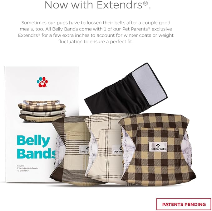 Pet Parents® Washable Belly Bands for Male Dogs (3pack) + Extendrs® of Durable Dog Diapers Male, Premium Male Dog Diapers & Dog Wraps (X-Small, Oxford)