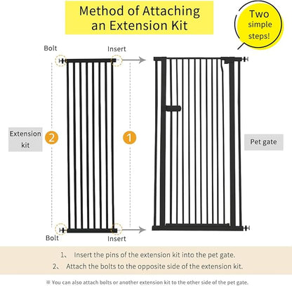 Lumizone Extra Tall Cat Gate Extension Kit 55.12" High Pressure Mounted 2025 New 16.73" Extra Wide 1.37" Gap No Drilling Tall Pet Gate for Dogs (Black, 55.12" H x 16.73" W, Extension)