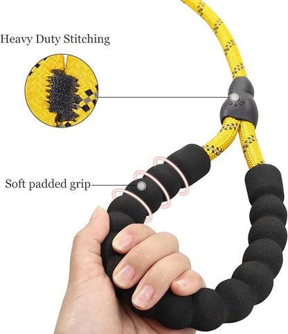 TagME 6ft Slip Dog Lead, No Pull Reflective Training Leash with Padded Handle, Professional Rope P-Leash for Small Medium Large Dogs, Heavy Duty Correction Lead for Walking & Training (Yellow)