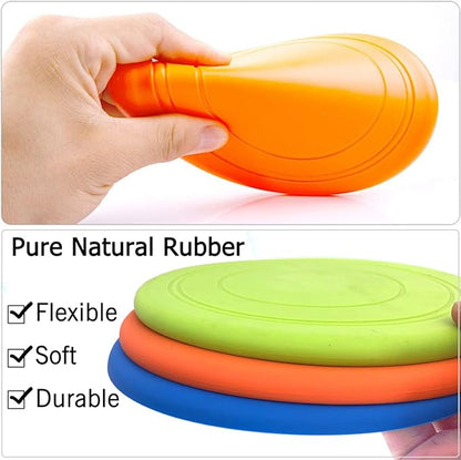 XIGOU Dog Flying Disc, 3 Pack Dog Flyer Toys, Soft Rubber Interactive Lightweight Flying Disc Dog Toy for Small Large Dogs - Floats in Water & Safe on Teeth, 7 inch.