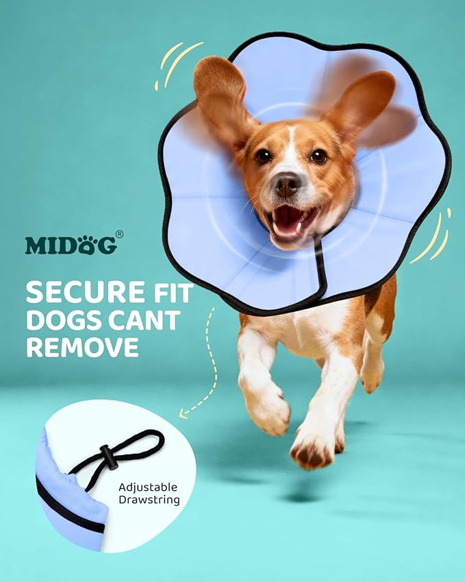 MIDOG Dog Cone Collar After Surgery, Soft Dog Cone Alternative to Stop Licking,Adjustable Elizabethan Recovery Cones for Small to Large Sized Dogs