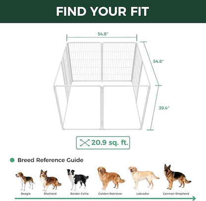 FXW AuraSpace Pro Acrylic & Wire Mesh Indoor Dog Playpen, 40" Height 8 Panels Metal Dog Pen for Medium and Large Dogs, White│Patented