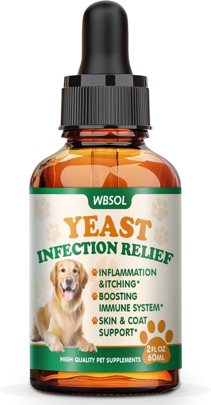 Yeast Infection Treatment for Dogs & Cats - Dog Ear & Skin Itch Relief - Supports Immune Health with Multivitamins Probiotics, 2 fl oz