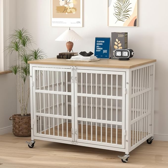 Boldbone 42 inch Dog Crate Furniture, Heavy Duty Dog Kennel Indoor for Large Dogs, Escape-Proof and Chew-Proof Wooden Dog Cage for high Anxiety Dog, Decorate House as TV Stand, End Table