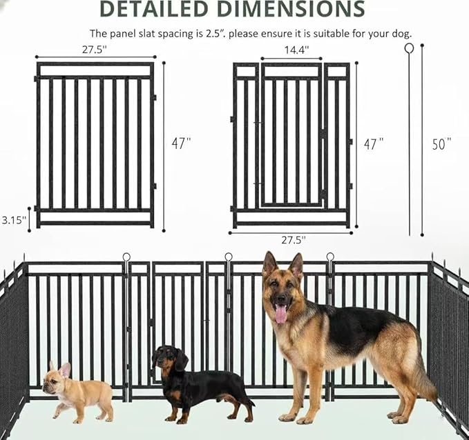 Dog Fence Outdoor Indoor, 47 Inches Height 32 Panels(4gates & 28panels) Dog Playpen for Large/Medium/Small Dogs Metal Dog Pen for Yard Camping and RV [Black-Silver]