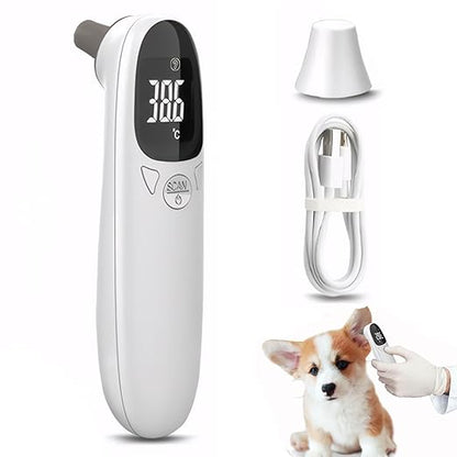 Ear Thermometer for Pet, Accurate 32-42.9℃ Ear Temperature Thermometer, Digital USB Rechargeable 5x1.5 for Dog, Cat, Pig, Sheep