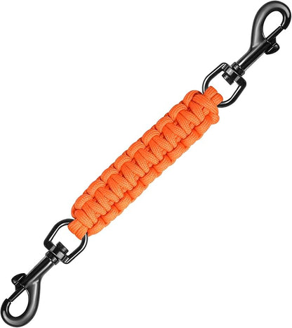 Dog Collar Safety Clip with Dual Clasps,Handmade Backup Safety Strap for Dog Harness, Collars and No Pull Harness Connectors (Orange)