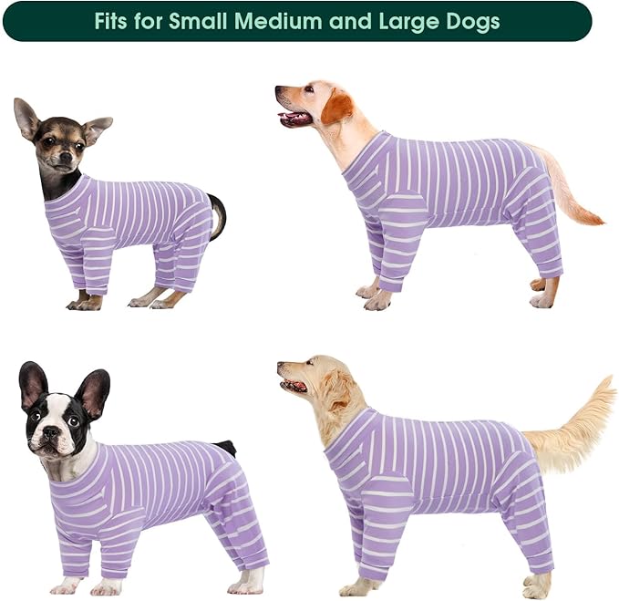 Kuoser Recovery Suit for Small Dogs After Surgery, Long Sleeve Dog Surgery Recovery Suit, Dog Onesie for Abdominal Wounds Skin Disease, Purple S