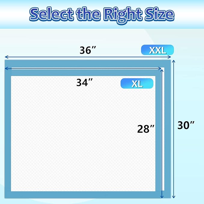 Puppy Pads Extra Large 30"x36", 40 Count Thicken XLarge Puppy Pee Pads for Dogs Super Absorbent, Leak-Proof Disposable Pet Training Pad, Potty Piddle Mats for Puppies, Cats, Doggies, Blue