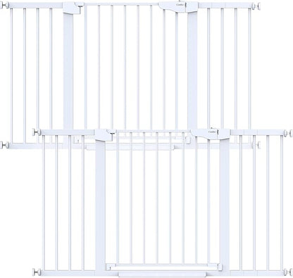 Cumbor 2 Pack 30-54" Baby Gate for Stairs, Dual Lock & Self-Closing Dog Gate for Doorways, Easy Install Pressure Mounted Pet Gates Indoor, Easy Walk Thru Wide Safety Proofing for Babies & Pets, White