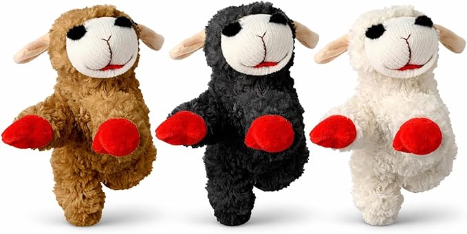 Multipet Mini Lamb Chop 6" Bundle Small Dog Toys | White, Black & Brown | Lambchop Squeaker Dog Pet Toy 6" Plush | Small | 3-Pack | Officially Licensed