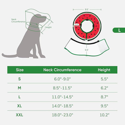 Sponge Dog Cone Collar, Dog Recovery Collar Alternative with Detachable High Clear Shield, Adjustable Soft Neck Cone for Small Medium Large Dogs, Stop Licking After Surgery (Watermelon,L)