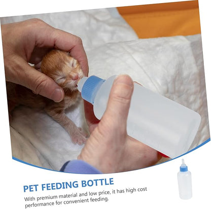 3Pcs Pet Feeding Bottles for Puppies and Kittens Leak Resistant Nursing Milk Feeders Portable Small Animal Nursing Bottles for Newborn Pets Blue