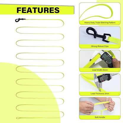 Waterproof Dog Leash 10ft, 16ft, 30ft, 50ft PVC Recall Long Line Dog Leash Beach Swimming Tracking Training Dogs Lead for Small, Medium and Large Dogs