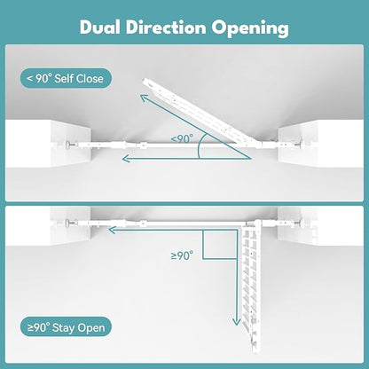 No Pawblems 55.1" Extra Tall Pet Gate for Cat/Dog, 29.9-44.4" Wide Auto Close Tall Cat Gate, NO Drilling Pressure Mounted for Doorways/Hallways, 1.37" Narrower Bar Spacing, White