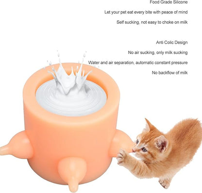 Puppy Nursing Bowl Wide Bore Pet Milk Feeder with Multiple Nipples for Baby Pet Kitten