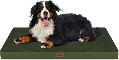 Orthopedic Dog Crate Bed for Extra Large Dogs, XXL Waterproof Comfort Pet Bed with Egg Crate Foam 47x29 Inch, Removable Oxford Cover, Olive Green