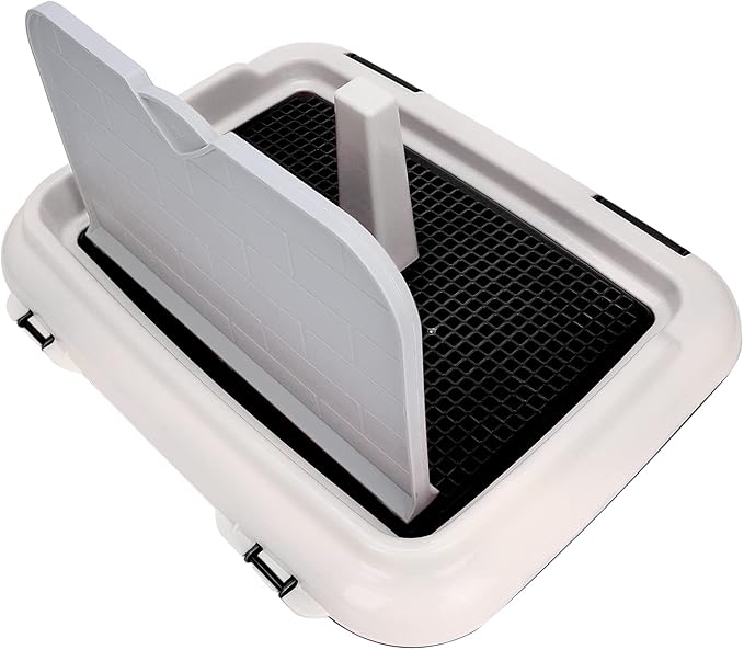 HUIOP Dog Toilet, Prevent Torn Nappy Pads, Ideal for Small Dogs, Simulated Wall Design, Suitable for Male, Keep Feet Dry, 1L Urine Absorption Busy Owners Pet Toilet (Black)