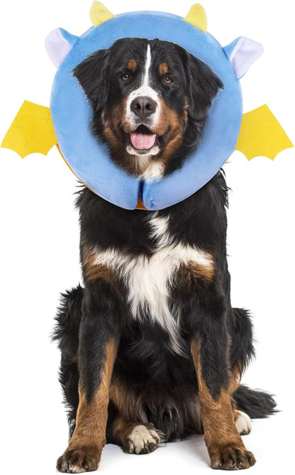 IEUUMLER Inflatable Recovery Dog Collar, Protective Donut Cone, Adjustable Soft Collar for Dog and Cat After Surgery Prevent from Biting & Scratching EU002 - Vampire M+
