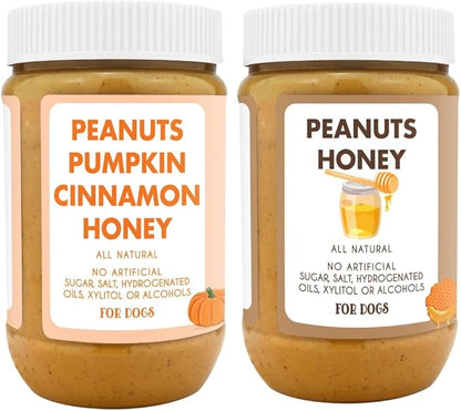 Ruff Ruff Raw + Pumpkin Pup Buddy BUDDER, Natural Peanut Butter for Dogs, Made in USA (Set of 2/ 17oz Jars)