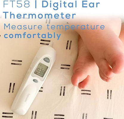 Beurer Digital Ear Thermometer - Measures Body, Room & Object Thermometer for Babies, Toddlers & Adults, FT58