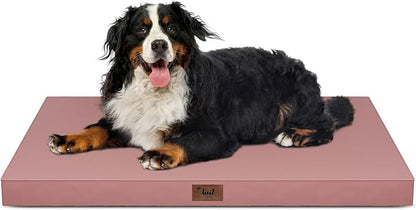 Outdoor Extra Large Dog Crate Bed, XXL Waterproof Dog Bed for Giant Breeds Dogs, 47x29 Inch Orthopedic Egg Crate Foam Pet Mat with Removable Cooling Cover, Pink