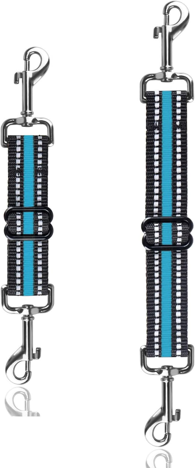 Dog Safety Clip,Prong Collar Safety Clip,Dog CollarClip Adjustable Reflective Nylon PuppyCollar Pet Collar Harness Connector Backup Clasp(2 Pcs Thickening)