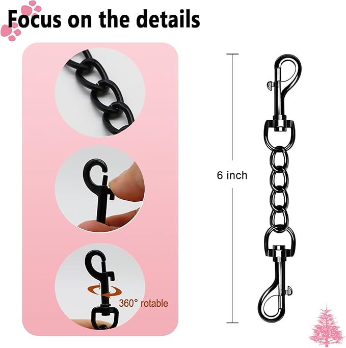 2 PCS Dog Collar Metal Safety Clip, Harness Collar Leash Chain Connector, Heavy Duty Double End Spring Backup Buckle Clasp, Escape-Proof Safety Accessory (Small, Black)