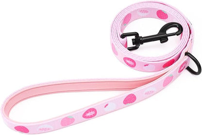 Dog Harness and Leash Set, Adjustable Dog Harness, Dog Leash, No Pull No Choke Puppy Harnesses for Walking Training for Small Medium Pet (Strawberries, M(Chest 15.7-22.1", Neck 12-15"))