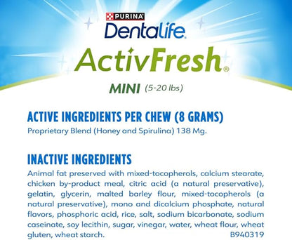 Dentalife ActivFresh Dog_Chews for Mini and Small Dogs 5-20 lbs., Dental-Chews to Freshen Breath, Chicken Flavor, 16.9 oz., 56 Chews - 56 ct. Pouch (Pack of 2)