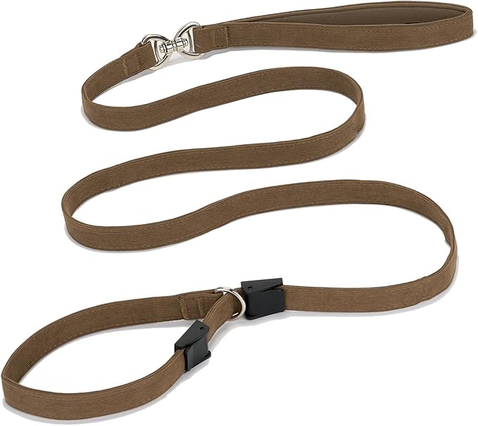 Slip Lead Dog Leash,Soft Corduroy 6 FT Dog Training Leash for Medium Large Dogs,No Pull Slip Leash and Collar with Padded Handle,Brown