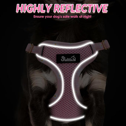 SlowTon Small Dog Harness - No Pull Dog Harness and Leash Set, Soft Mesh Lightweight Puppy Vest Harnesses, Adjustable Pet Harnesses for XXS XS Small Medium Easy Walk Hiking (Pink, XS)