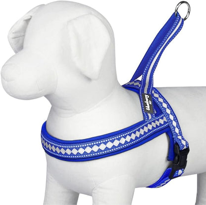 Blueberry Pet 4 Colors Soft & Comfy 3M Reflective Jacquard Padded Dog Harness, Chest Girth 25.5" - 31.5", Palace Blue, M/L, Adjustable Harnesses for Dogs