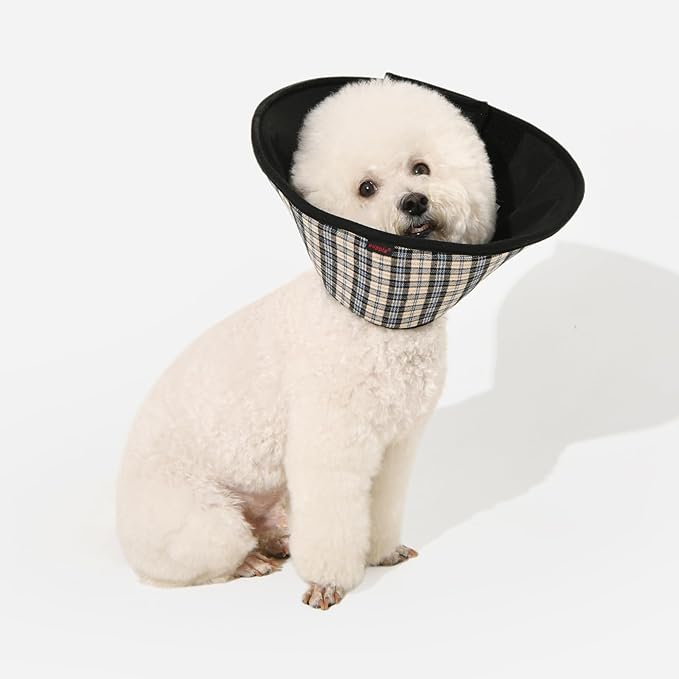 Puppia Charlie Cone Collar for Dogs After Surgery Fashionable Comfortable Pet Recovery Collar Elizabethan Dog Collar, Beige, Medium
