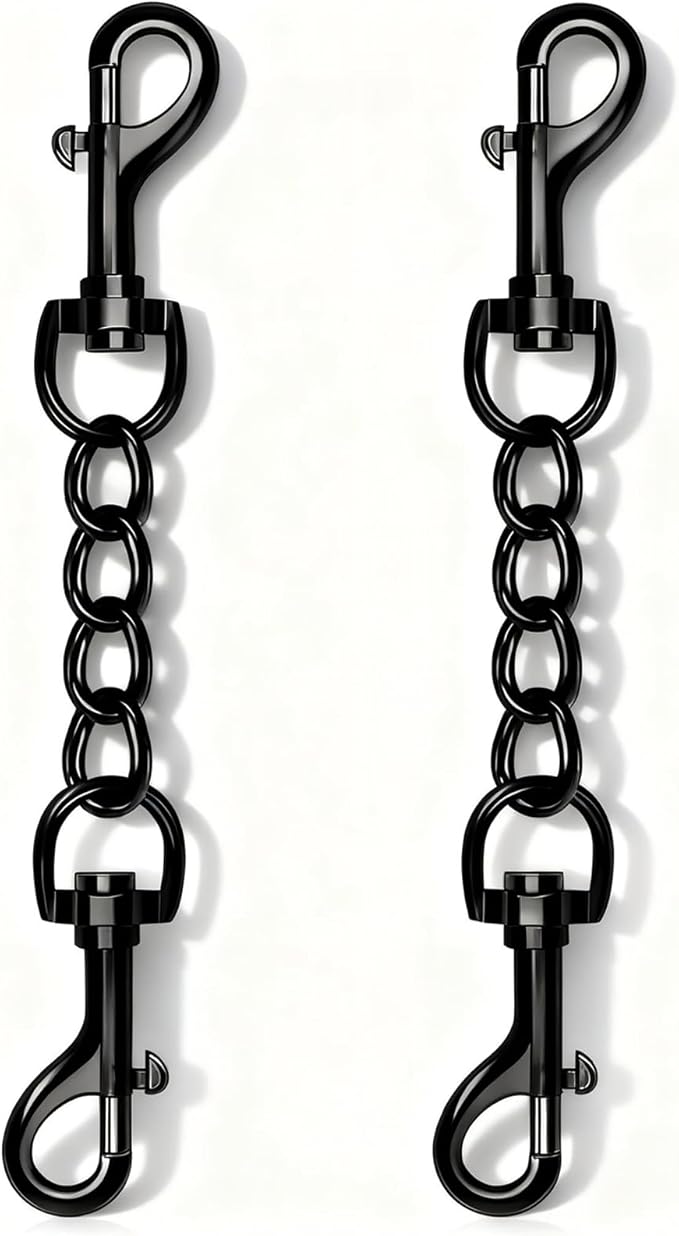 2 PCS Dog Collar Metal Safety Clip, Harness Collar Leash Chain Connector, Heavy Duty Double End Spring Backup Buckle Clasp, Escape-Proof Safety Accessory (Small, Black)