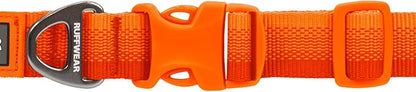 Ruffwear, Front Range Dog Collar, Adjustable Tubelok Webbing, Lightweight, Side Release Buckle, Aluminum V-Ring, Durable for Everyday Use, Blaze Orange, 20"-26"