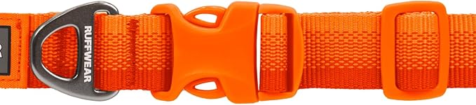 Ruffwear, Front Range Dog Collar, Adjustable Tubelok Webbing, Lightweight, Side Release Buckle, Aluminum V-Ring, Durable for Everyday Use, Blaze Orange, 14"-20"