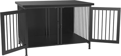 GDLF Double Dog Crate with Divider for 2 Small or 1 Dog, Furniture Style Kennel Indoor Cage with Removable Panel (Int.dims:36.2”Wx24.5”Dx21”H), Black