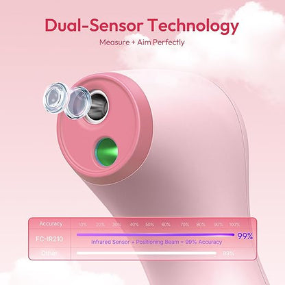 No-Touch Thermometer for Adults and Kids, 1-Second Fast Reading, Color-Coded Fever Alarm, Silent Mode, Object & Room Temperature Function
