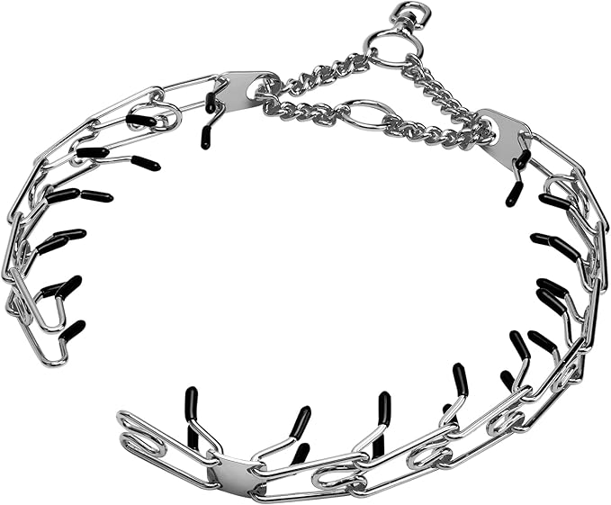 Stainless Steel Prong Pinch Collar for Dogs, Adjustable Training Collar with Quick Release Buckle for Small Medium Large Dogs (Silver, 26")