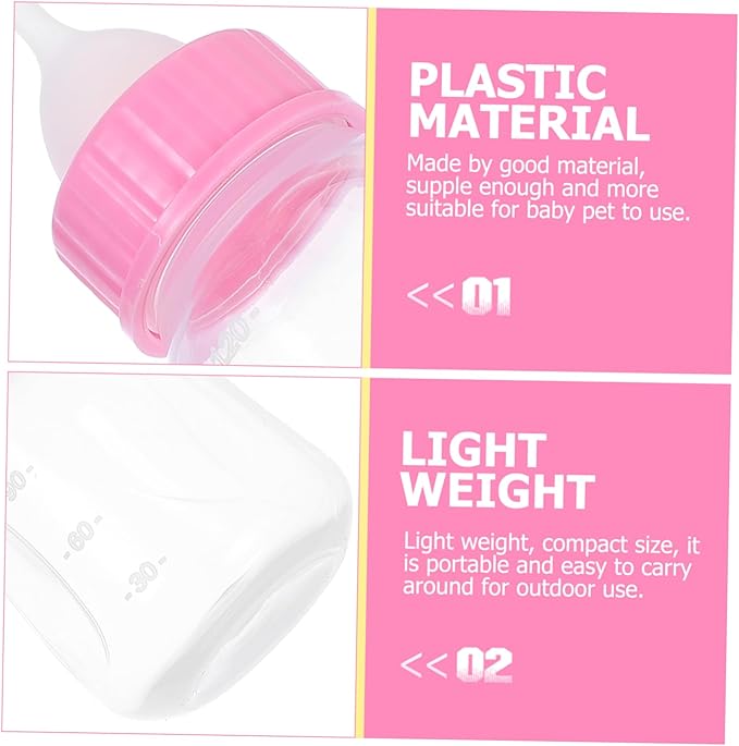 2pcs Kitten Nursing Bottles Soft Easy to Squeeze Pet Feeder for Kittens and Puppies Durable Milk Bottles for Newborns Reusable and Convenient Feeding Yellow Pink