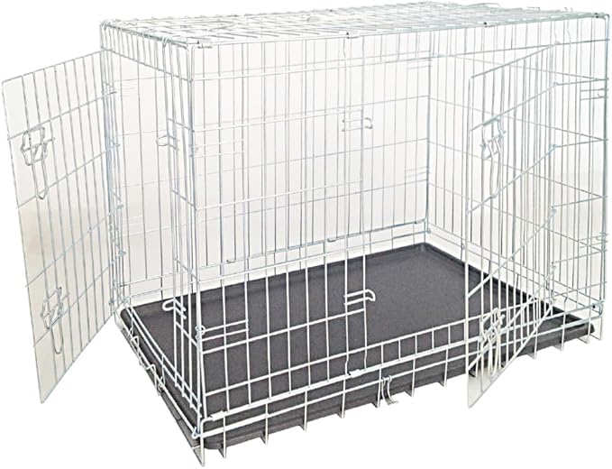 Croci Dog Cage - Box for Indoor and Outdoor Dogs - Kennel for Medium and Small Dogs, Galvanized Metal, Foldable, Also Ideal for Cars, 93 X 62 X 69 Cm