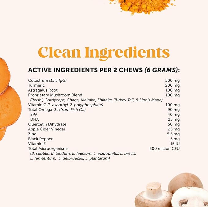Dog Allergy Relief Immunity Chews - Paw Licking, Itching & Seasonal Allergies - With Colostrum, Probiotics, Turmeric & Salmon Oil - Vet Recommended Anti-Itch Supplement for Dogs (Peanut Butter, 90 Ct)