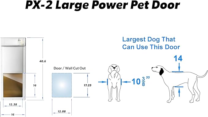 Power Pet WiFi Automatic Electronic Pet Door by High Tech Pet - Pet Operated Dog Door, App Control, 24/7 Scheduling, Secure, Air Tight, for Large Dogs (30-100 lbs.) Door Mount, Easy Install - PX2-WIFI