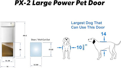 Power Pet Automatic Electronic Pet Door by High Tech Pet - Pet Operated Dog Door, High Security, Air Tight, for Large-Sized Dogs 30-100 lbs. (12 1/4" x 16" Pet Opening), Easy Door Install - PX-2C