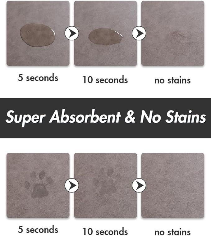 MontVoo-Absorbent Pet Feeding Mat-No Stains Pet Mat for Food and Water Bowl-Quick Dry Cat & Dog Food Mat Water Dispenser Mat-Pet Supplies Mat-Dog Water Bowl Mat for Messy Drinker,（Brown,12"x19"）